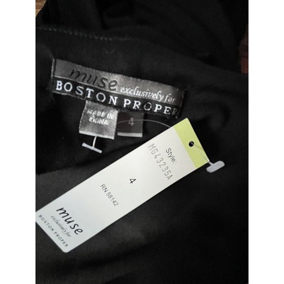 Muse for Boston Proper Black Jersey Knit Dress Gathered & Draped 4 NWT - Picture 5 of 6